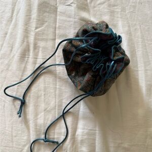 Blue elegant Jewelry Bag with Drawstring Closure